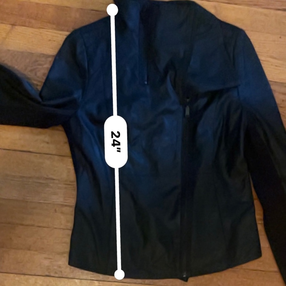 T Tahari Black Leather Angelina Z Double Zip Collar Moto Jacket Medium - Picture 6 of 16
